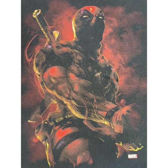 Marvel Deadpool Big Graphic T-shirt Men XXL Black Short Sleeve - Picture 2 of 5